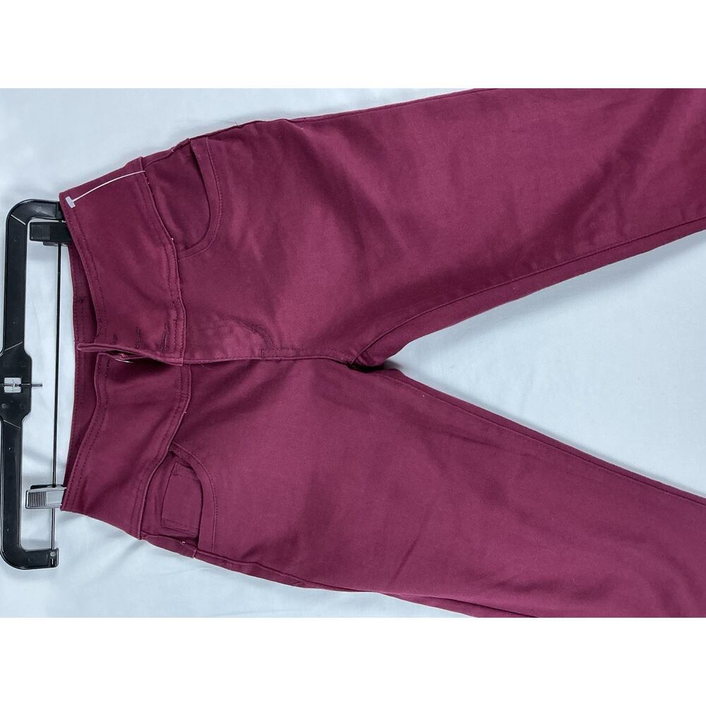 Hybrid Company Burgundy Denim Jeans Zip Button Solid 5-Pocket Women's Juniors